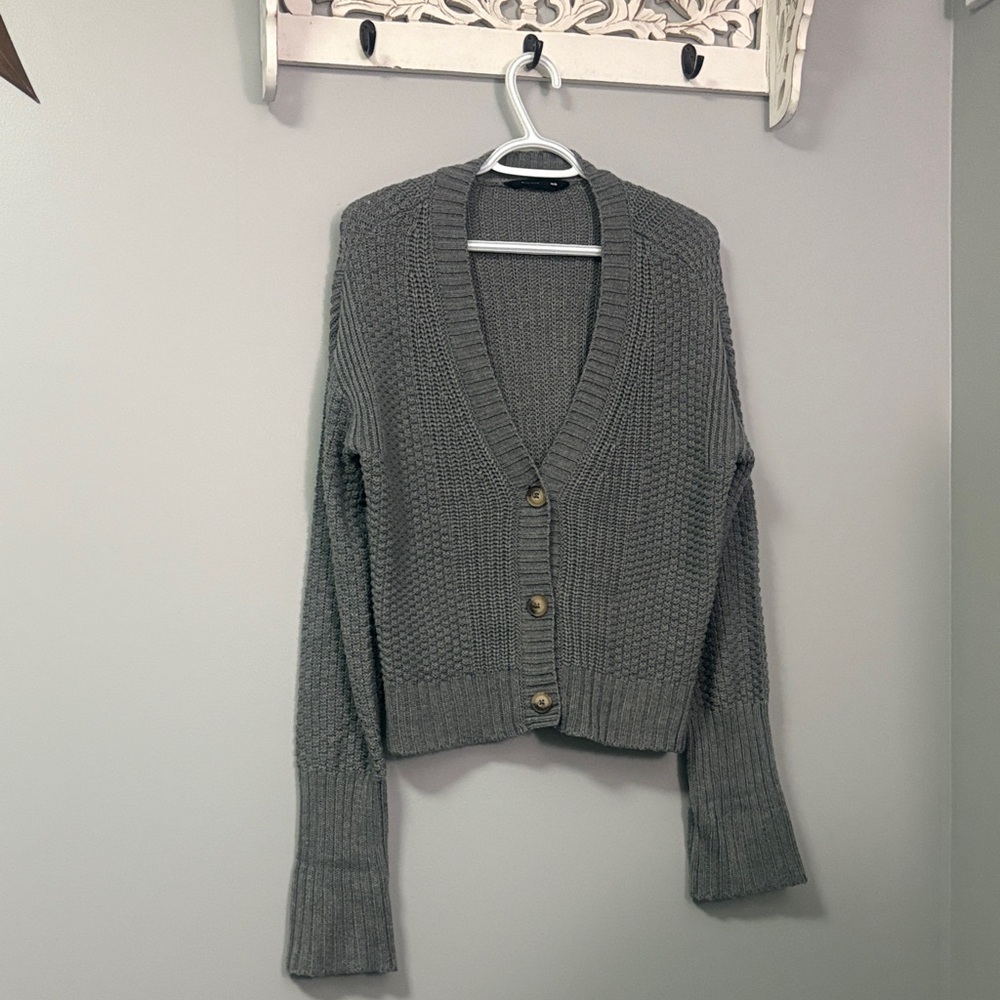 Bluenotes Charcoal Knit Cardigan with Foldable Sleeves